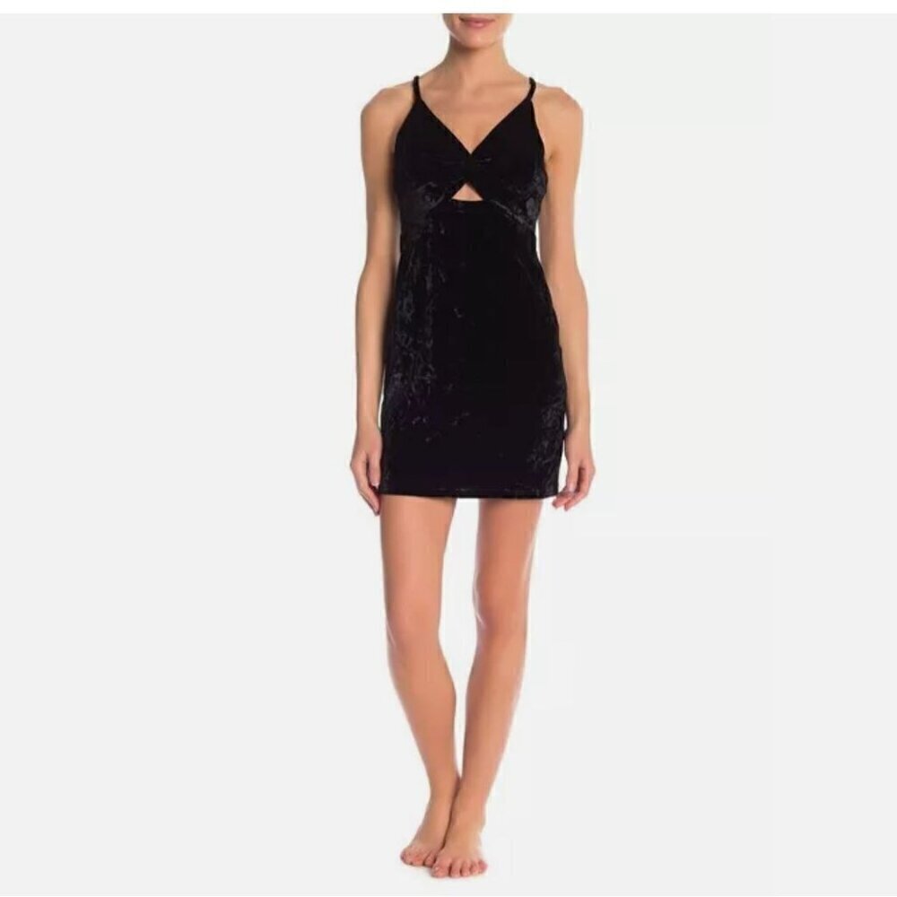 FREE PEOPLE Womens Dress Come Together Bodycon Mini Black Large L  OB842104 NEW